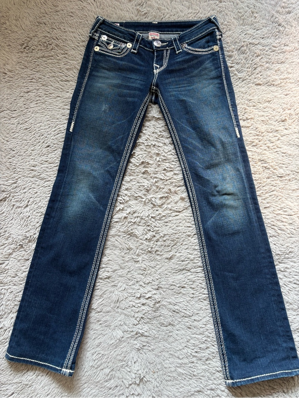 EUC True Religion Y2K Billi Big QT Boot Cut Jeans with White Stitching 26 - Picture 13 of 13